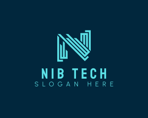 Digital Technology Letter N logo design