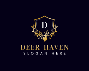 Deer Shield Crest logo design
