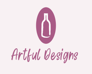 Wine Bottle Watercolor  logo design