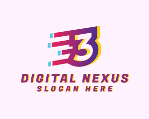 Digit - Speedy Number 3 Motion Business logo design