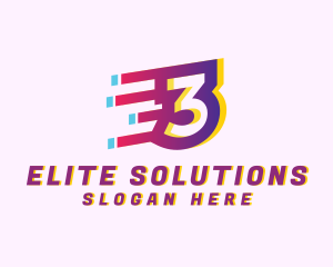 Glitchy - Speedy Number 3 Motion Business logo design