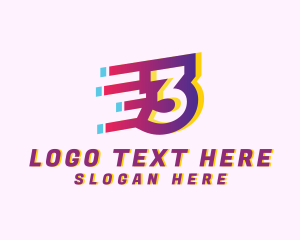 Three - Speedy Number 3 Motion Business logo design