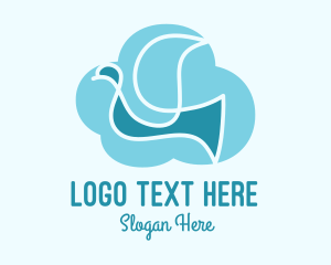 Stork - Blue Cloud Bird logo design