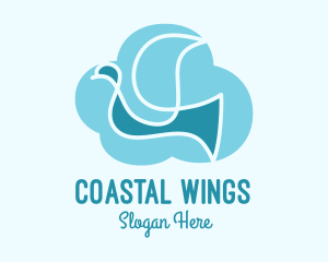 Seagull - Blue Cloud Bird logo design