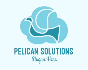 Pelican - Blue Cloud Bird logo design