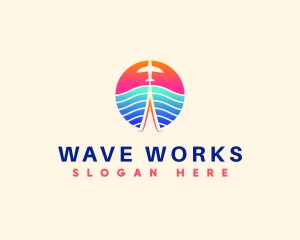 Flight Airplane Wave logo design