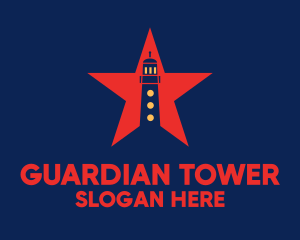Watchtower - Star Lighthouse Tower logo design