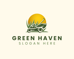 Lawn Mower Grass Cutter logo design