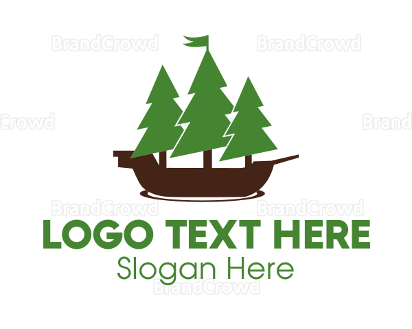 Pine Trees Ship Logo