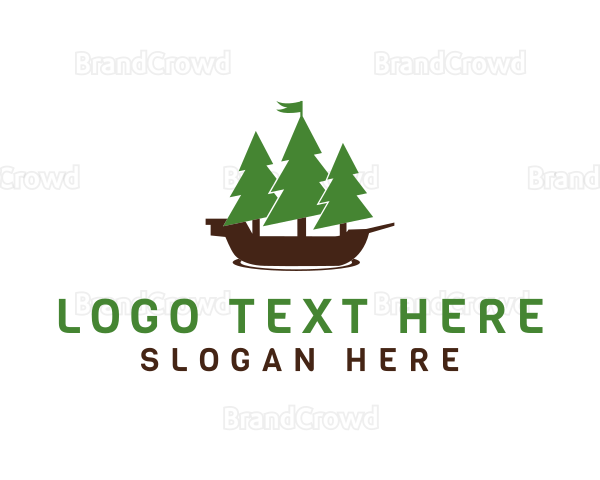 Pine Trees Ship Logo