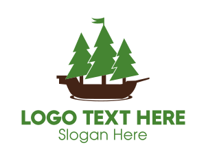 Sail - Pine Trees Ship logo design