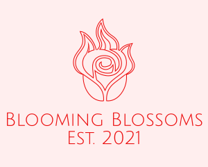 Blooming - Red  Rose Candle logo design