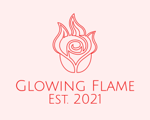 Candle - Red  Rose Candle logo design