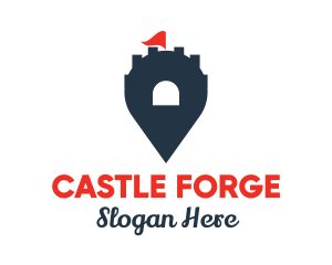 Castle Location Pin logo design