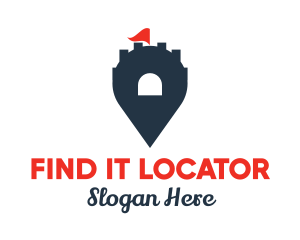 Locator - Castle Location Pin logo design