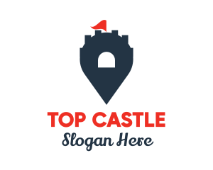 Castle Location Pin logo design