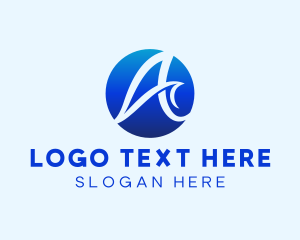 Blue - Wave Business Letter A logo design
