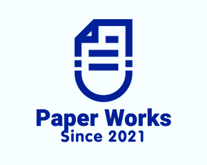 Document - Blue Paper Document logo design