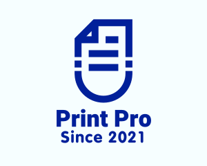 Printer - Blue Paper Document logo design