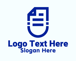 Blue Paper Document  Logo