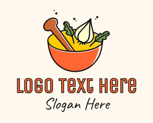 Leaf - Garlic Herb Mortar & Pestle logo design