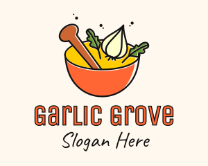 Garlic - Garlic Herb Mortar & Pestle logo design