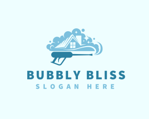 Pressure Washer Cleaning Bubbles logo design