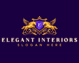 Elegant Pegasus Crest logo design