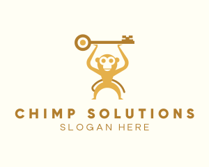 Chimpanzee - Wild Monkey Key logo design