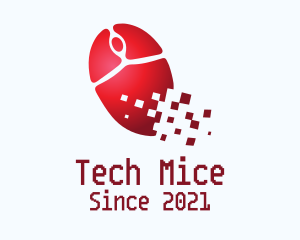 Mice - Red Pixel Mouse logo design