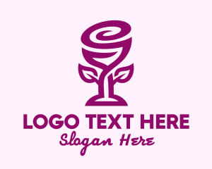 Wine - Rose Plant Glass logo design