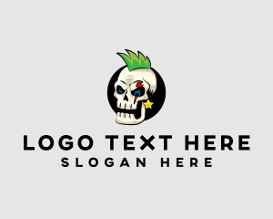 Gangster - Skull Punk Rock Skeleton logo design