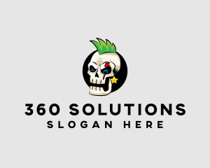 Skull Punk Rock Skeleton logo design