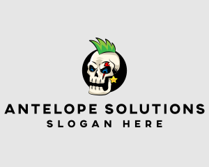 Skull Punk Rock Skeleton logo design