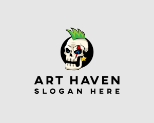 Skull Punk Rock Skeleton logo design