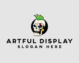 Skull Punk Rock Skeleton logo design