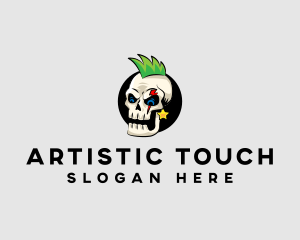 Skull Punk Rock Skeleton logo design