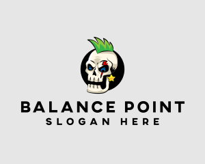 Skull Punk Rock Skeleton logo design