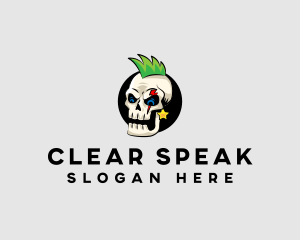 Skull Punk Rock Skeleton logo design