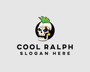 Skull Punk Rock Skeleton logo design