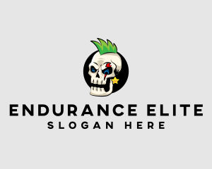 Skull Punk Rock Skeleton logo design