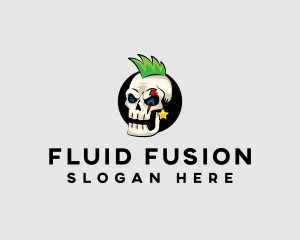 Skull Punk Rock Skeleton logo design