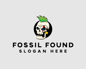 Skull Punk Rock Skeleton logo design