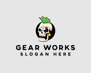 Skull Punk Rock Skeleton logo design