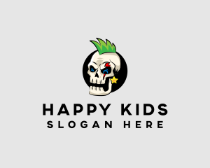 Skull Punk Rock Skeleton logo design