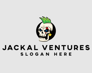 Skull Punk Rock Skeleton logo design