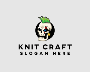 Skull Punk Rock Skeleton logo design