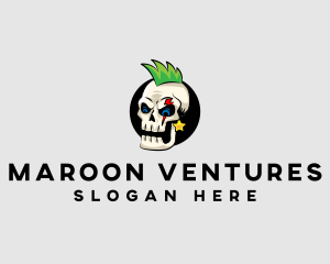 Skull Punk Rock Skeleton logo design