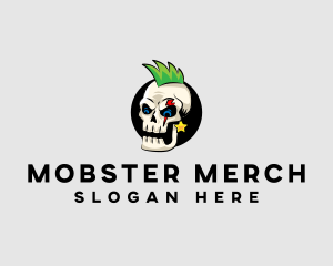 Gangster - Skull Punk Rock Skeleton logo design