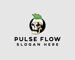 Skull Punk Rock Skeleton logo design